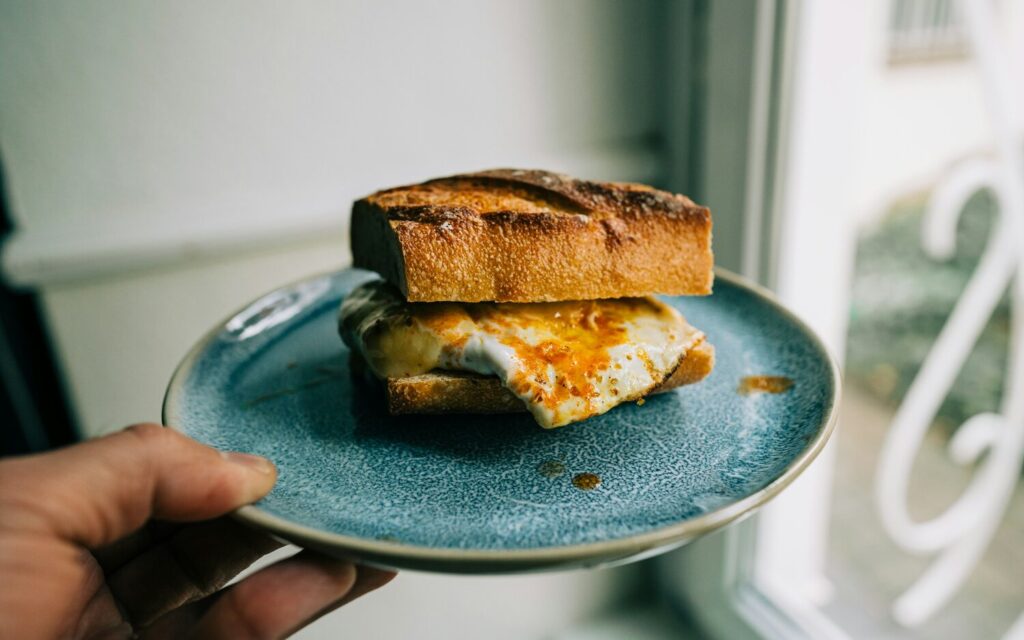 An egg sandwich or breakfast burrito is a healthy breakfast for teens on the go. 