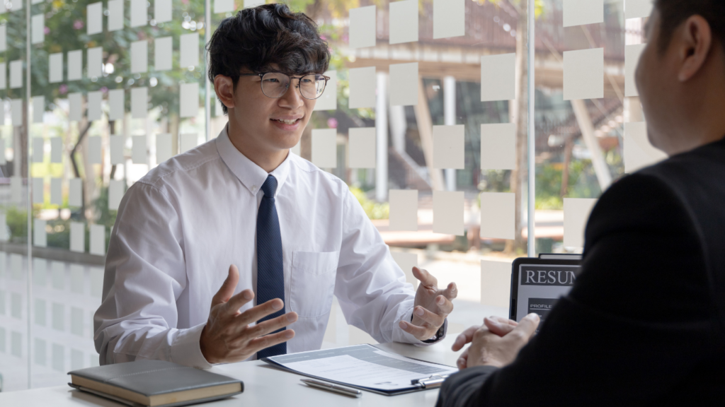 Professional attire is appropriate for teens during a job interview. 